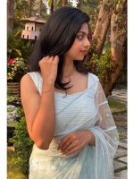 powder blue net saree - Image 2