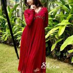 Reddish maroon faux georgette kurti