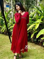 Reddish maroon faux georgette kurti