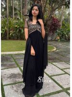 Black side-slit kurti paired with matching bottoms