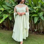 Pista green panel-cut kurti