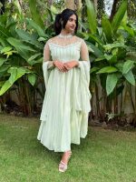 Pista green panel-cut kurti