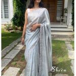 Silver Rawsilk saree