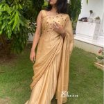 light golden silky georgette saree