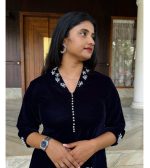 Blue velvet kurti - Image 2