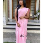 Baby pink crispy georgette saree