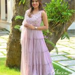 Pastel lavender silky georgette kurti