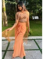 pastel orange georgette outfit