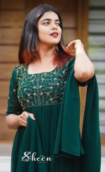 Dark green faux georgette kurti - Image 2