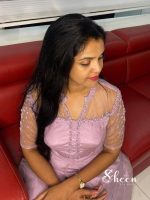 lavender semi crepe A-line gown - Image 2