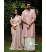 Pastel pink bridal saree