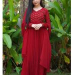 reddishmarron faux georgette kurti