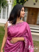 Pinkish winered Rawsilk saree - Image 2