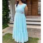 skyblue faux georgette kurti