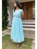 skyblue faux georgette kurti