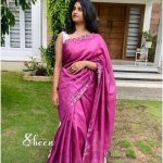 Pinkish winered Rawsilk saree