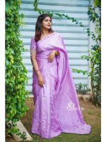 lavender raw silk saree