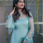 greenish blue shade A-line gown