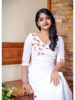 White georgette straight-cut kurti top - Image 2