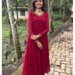 Reddish maroon georgette Anarkali