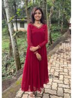 Reddish maroon georgette Anarkali
