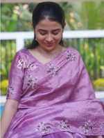 Pastel violet rawsilk saree - Image 2