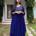 blue shade panel-cut faux georgette kurti