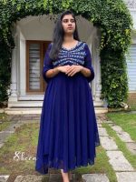 blue shade panel-cut faux georgette kurti