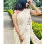 light golden silky georgette saree