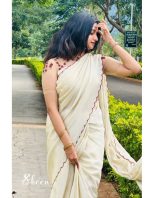 light golden silky georgette saree