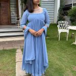 blue faux georgette kurti