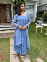 blue faux georgette kurti