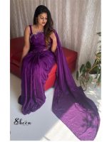 purple crispy georgette saree - Image 3