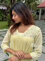 yellow faux georgette kurti - Image 2