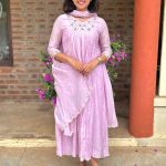 Lavender pink mul chanderi kurti