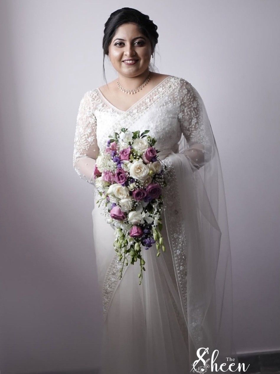E233C0A2-8864-4B8A-9C93-441659979D51 (1) Offwhite shade bridal saree - Image 1