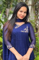 Blue silky georgette kurti - Image 2