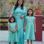 Aqua blue organza saree