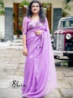 Purple pure organza saree
