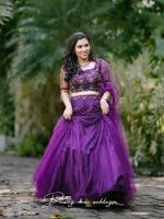 Winered shade ensemble featuring crop top and skirt