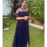 Dark blue gown