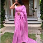 pinkish violet uppada silk saree