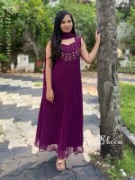 winered faux georgette kurti