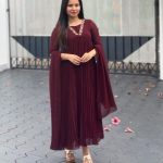 Brown faux georgette kurti