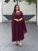Brown faux georgette kurti