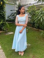 Sky-blue gown