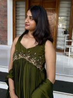 green silky georgette kurti - Image 2