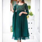 Dark green faux georgette kurti