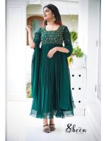 Dark green faux georgette kurti