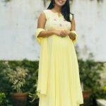 Pastel yellow faux georgette kurti